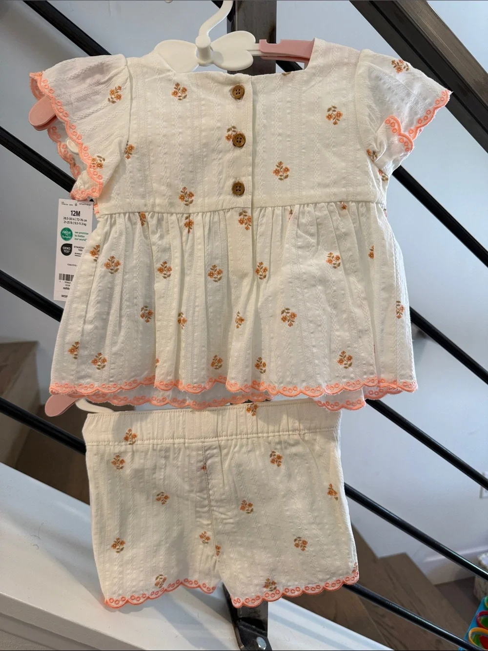 Baby B'gosh Cream & Peach Floral Toddler Matching Set